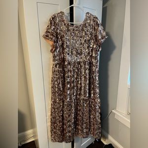 Anthropologie rose gold sequin dress